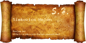 Simkovics Helén névjegykártya